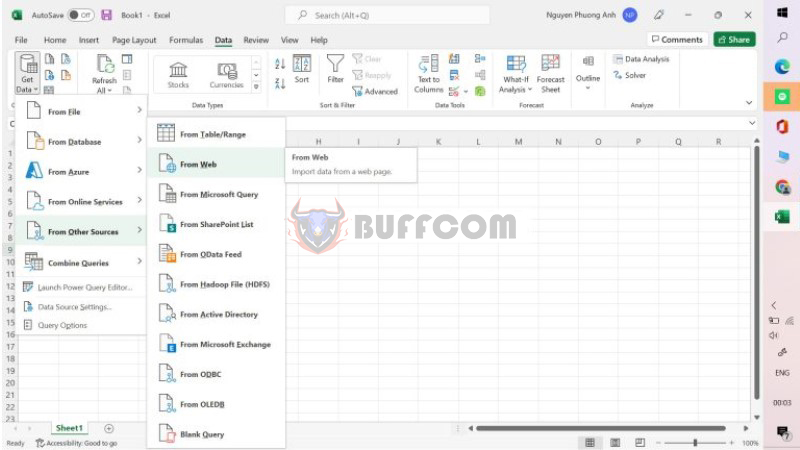 Import Data from a Website to Excel 1