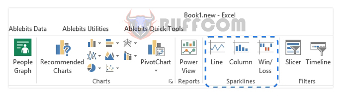 Instructions for inserting Sparklines in Excel