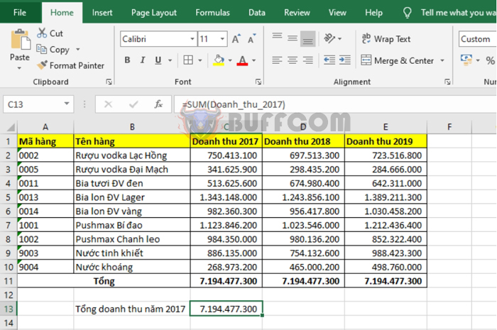 Naming data ranges in Excel