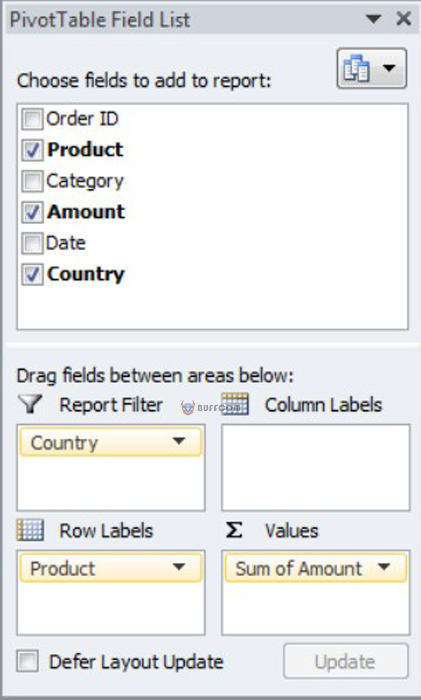 PivotTable in Excel 4