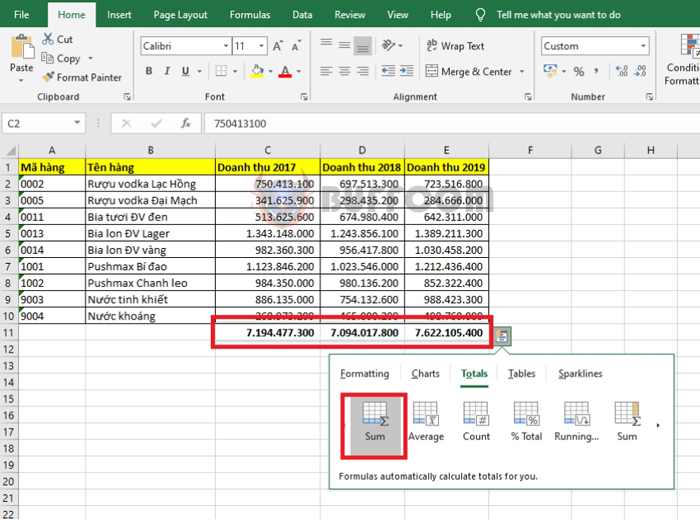 Quick tips for calculating table data in Excel