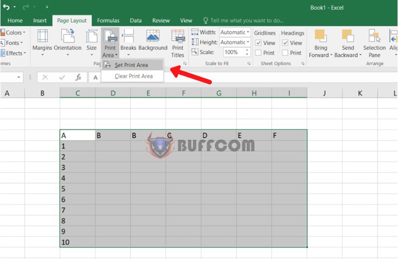 Setting Print Area in Excel 1