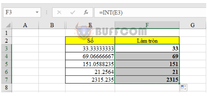 Some simple ways to round integers in Excel