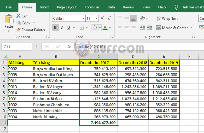 Some ways to use the SUM function to calculate totals in Excel