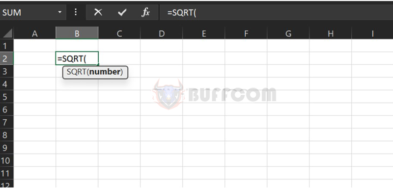 Square Root Function in Excel 1