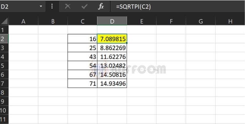 Square Root Function in Excel 3