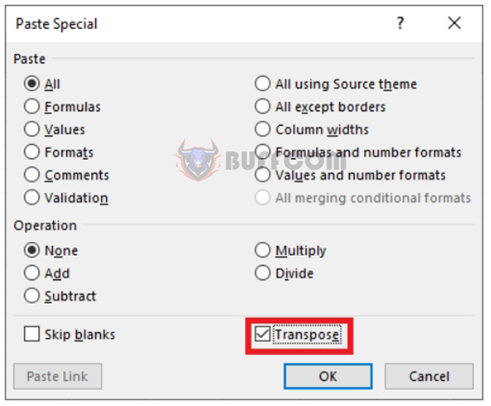 Tip for converting column data to row data in Excel