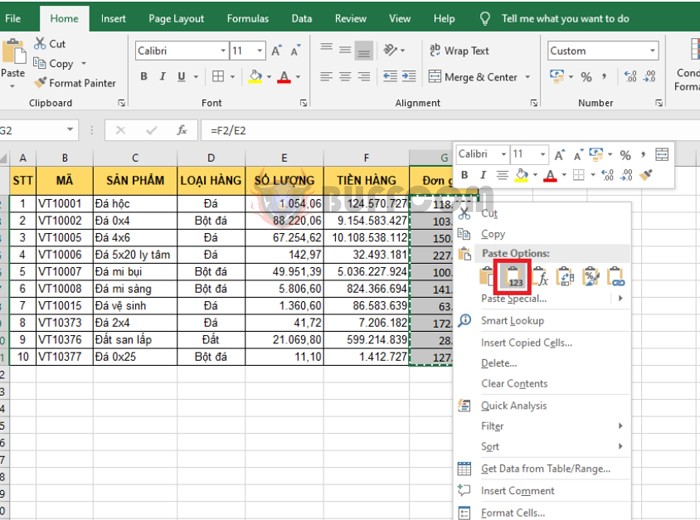 Tip on using Paste Values to copy data in Excel