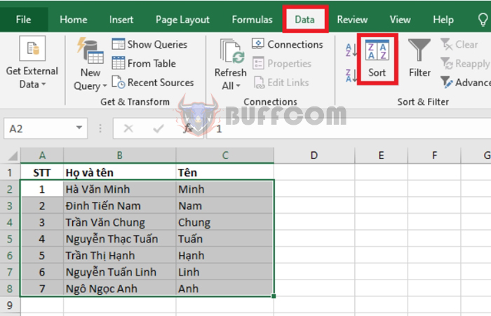 Tips for sorting names in alphabetical order in Excel