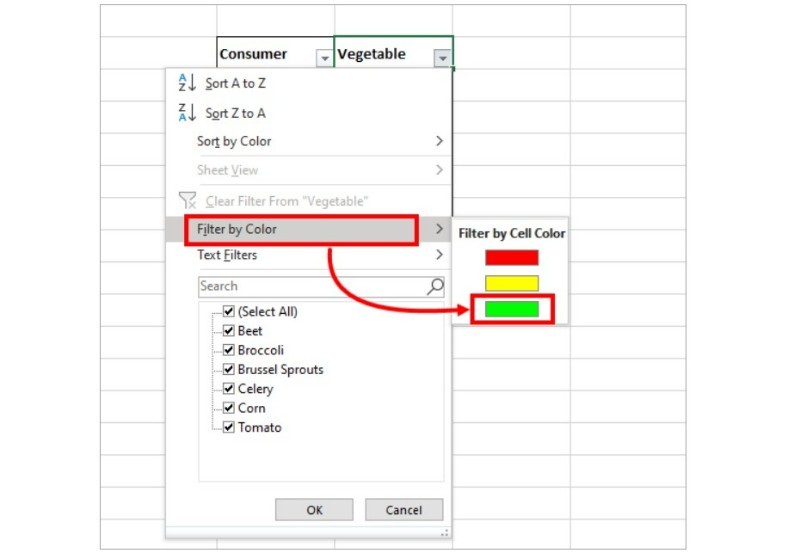 Color Filtering in Microsoft Excel 4