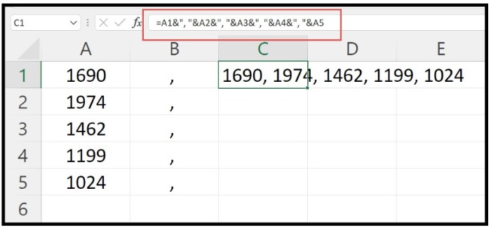 Comma in Excel 5