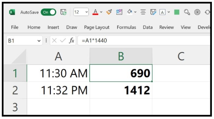 How to Convert Time Value to Minutes in Excel Using Formula