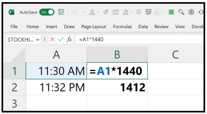 How to Convert Time Value to Minutes in Excel Using Formula