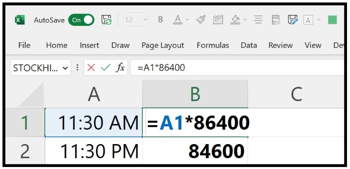 Converting Time Value to Seconds in Excel