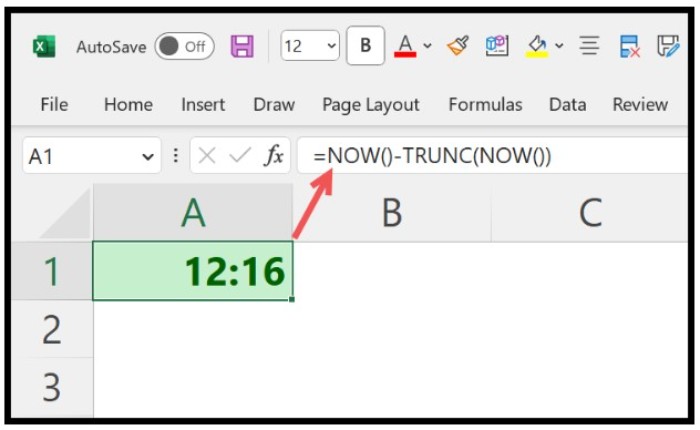 How to Get the Current Time in Excel Using a Formula