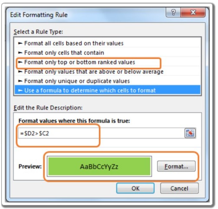 Excel Conditional Formatting 2