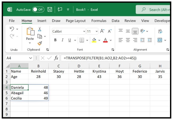 Filter in Excel 6