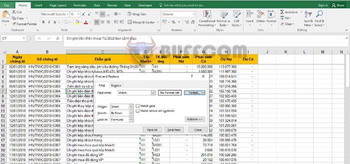 Guide on how to use the Find tool to search in Excel