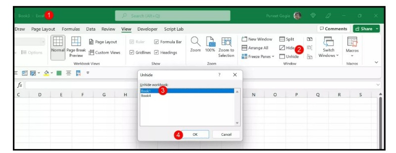 How to Hide and Unhide a Workbook in Excel 3