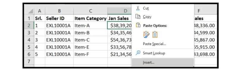 How to Insert a Column in Excel 1