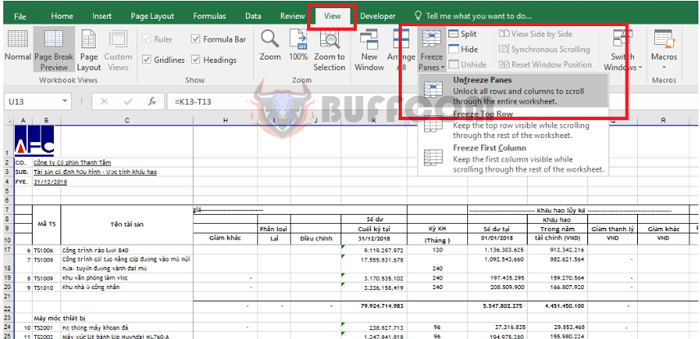 How to freeze rows and columns in Excel using Freeze Panes