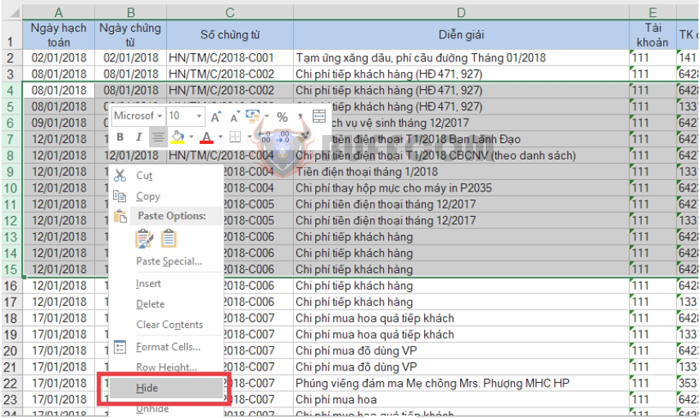 How to quickly hide show Rows or Columns in Excel