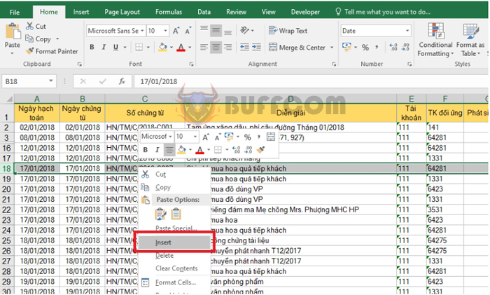 How to quickly insert rows or columns in Excel worksheet2