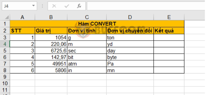 How to use the CONVERT function to convert units of measurement in