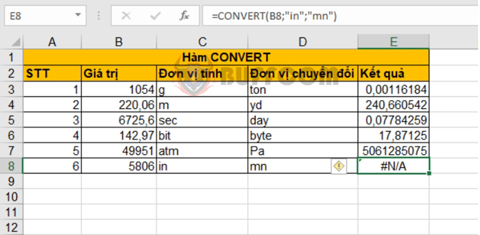 How to use the CONVERT function to convert units of measurement in Excel