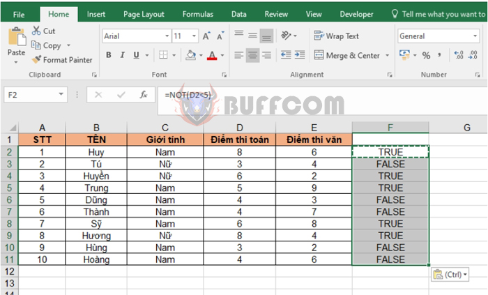 How to use the NOT function and combine it with other logic functions in Excel