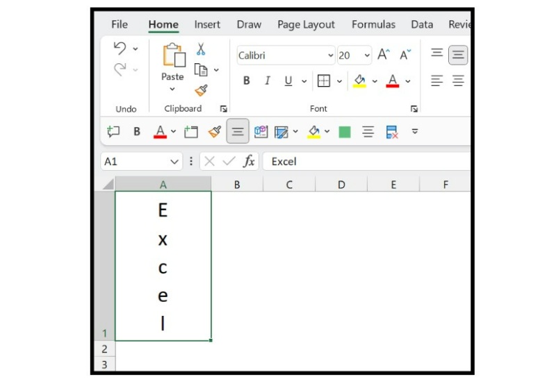How to vertically type in Excel 1