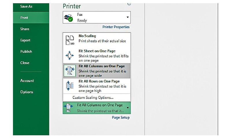 Setting Print Scaling In Excel 2