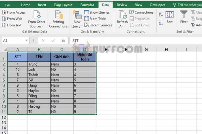 Sorting Data in Ascending, Descending, or Alphabetical Order