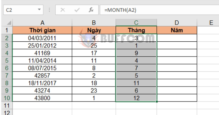 Using DAY, MONTH, YEAR functions to extract date in Excel