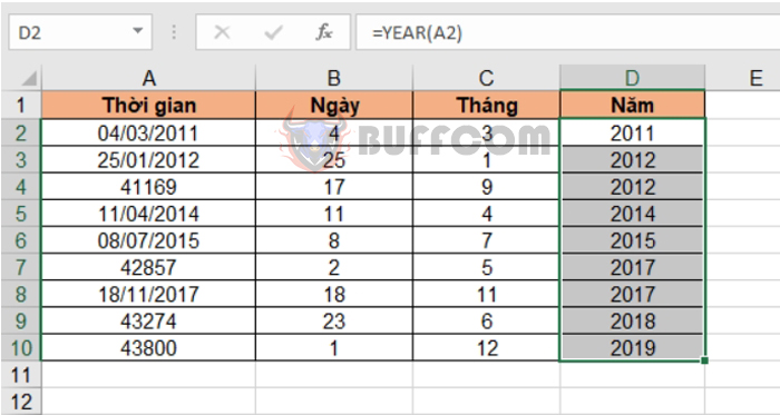 Using DAY, MONTH, YEAR functions to extract date in Excel