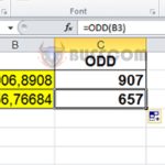Using ODD function to round to nearest odd integer in Excel