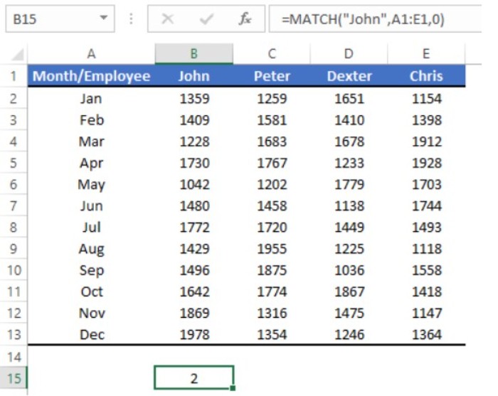 VLOOKUP and MATCH 3