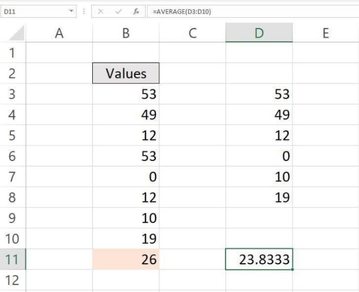 An easy way to average unique values in Excel