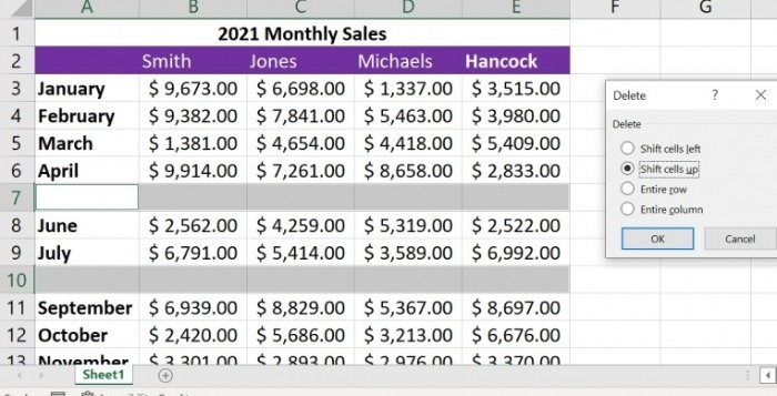 blank rows in Excel 3