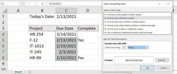 Conditional Formatting To Highlight Due Dates