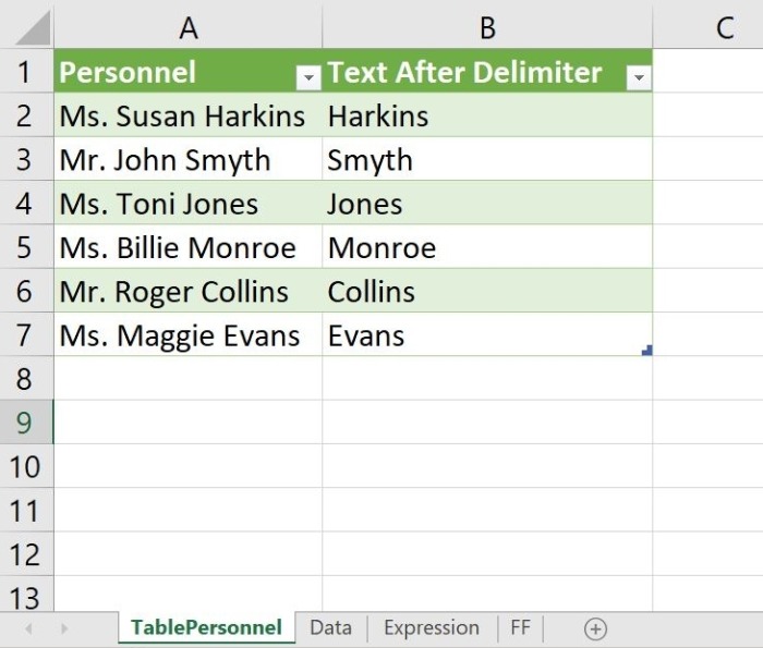 data in Microsoft Excel 8