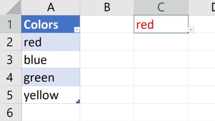 drop down list in Excel 5