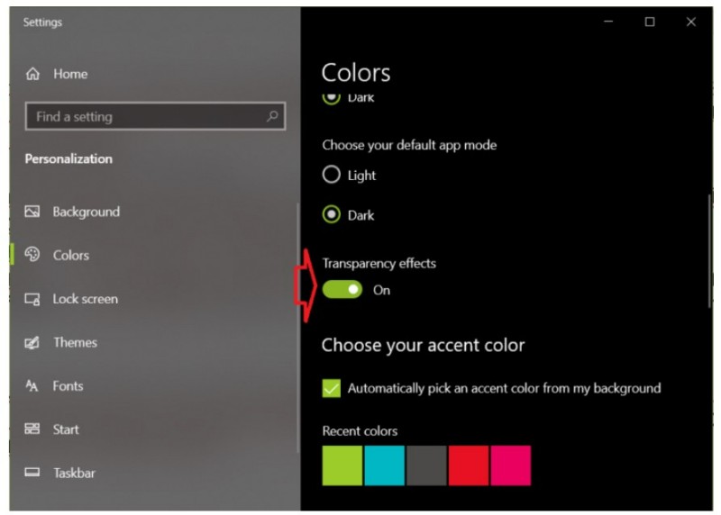 Customizing the Taskbar Color in Windows 10 9