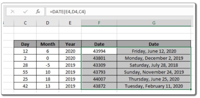 DATE function in Excel 4