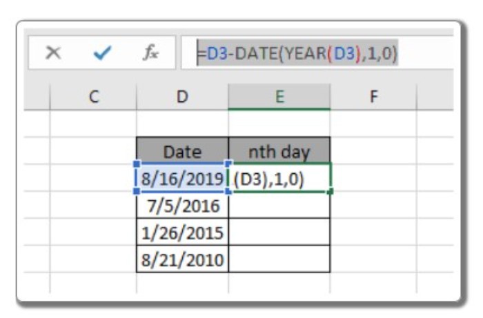 DATE function in Excel 7