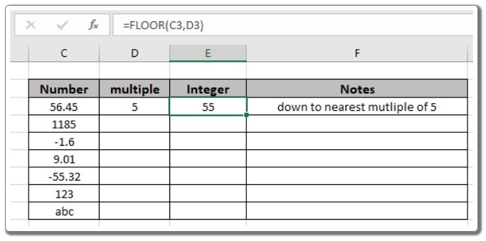 FLOOR Function in Excel 2