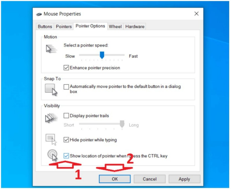 How to Highlight the Mouse Cursor When Pressing Ctrl on Windows 10 5