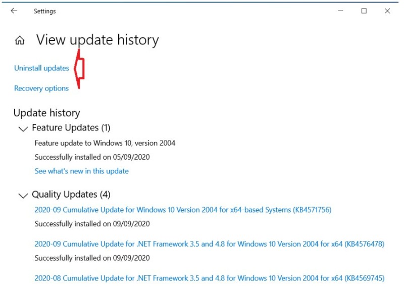 How to Uninstall Windows 10 Update from CMD or Settings 3