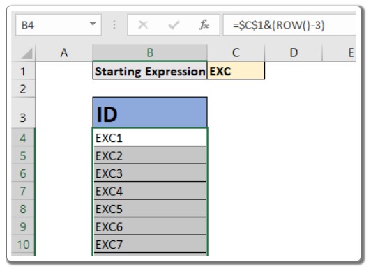 How to Increment Values by Row or Column in Excel