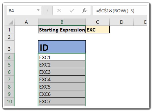 How to Increment Values by Row or Column in Excel